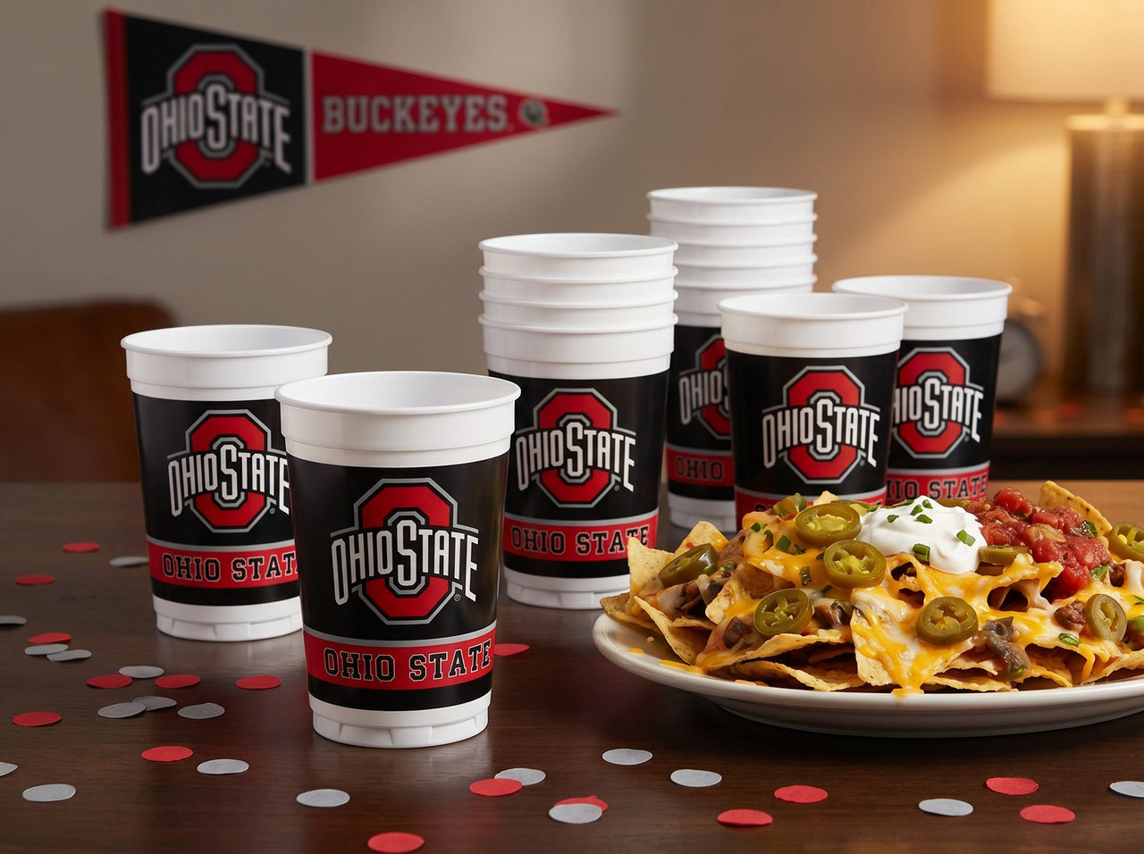 Ohio State Buckeyes 20 Oz Plastic Cups (8/Pkg)