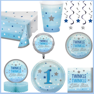 One Little Star Boy Birthday Kit for 8 (Total of 48 Items)