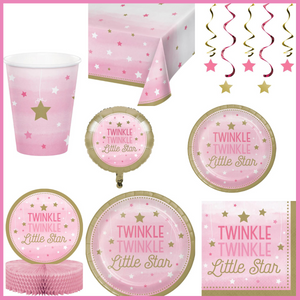 One Little Star Girl Birthday Kit for 8 (48 Total Items)