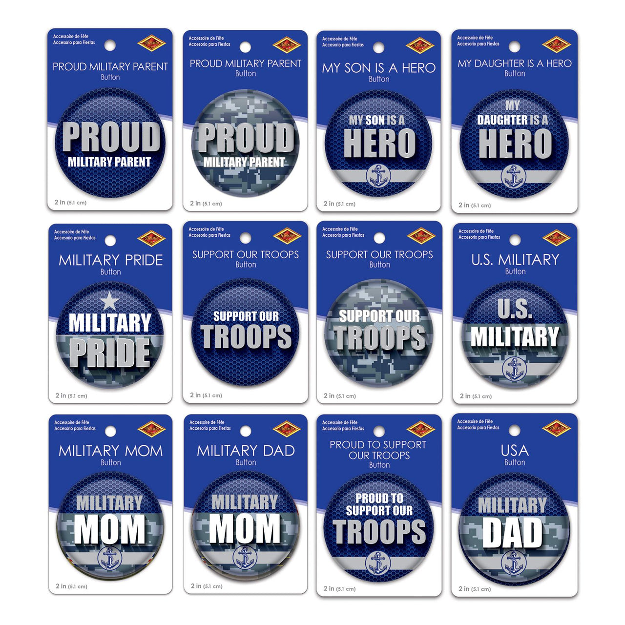 108 Piece Bulk Navy Military Appreciation Counter Display