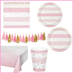 Pink and Gold Birthday Kit for 8