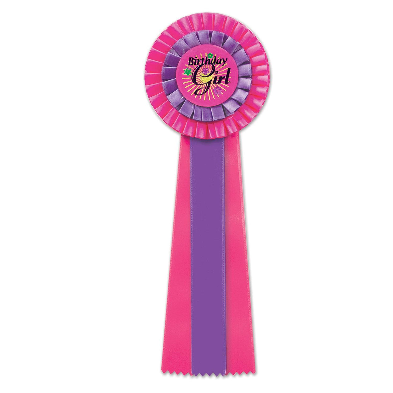 Cerise/Purple Birthday Party Girl Deluxe Rosette - Bulk 3 Pack