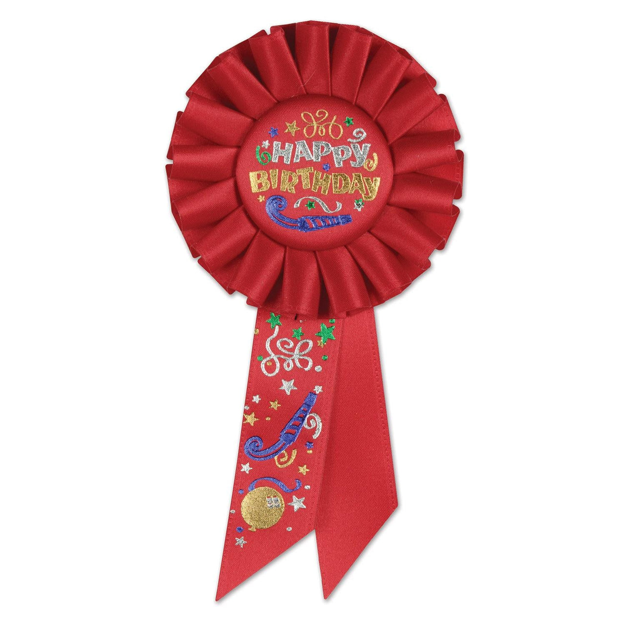 Happy Birthday Rosette- Red - Bulk 6 Pack