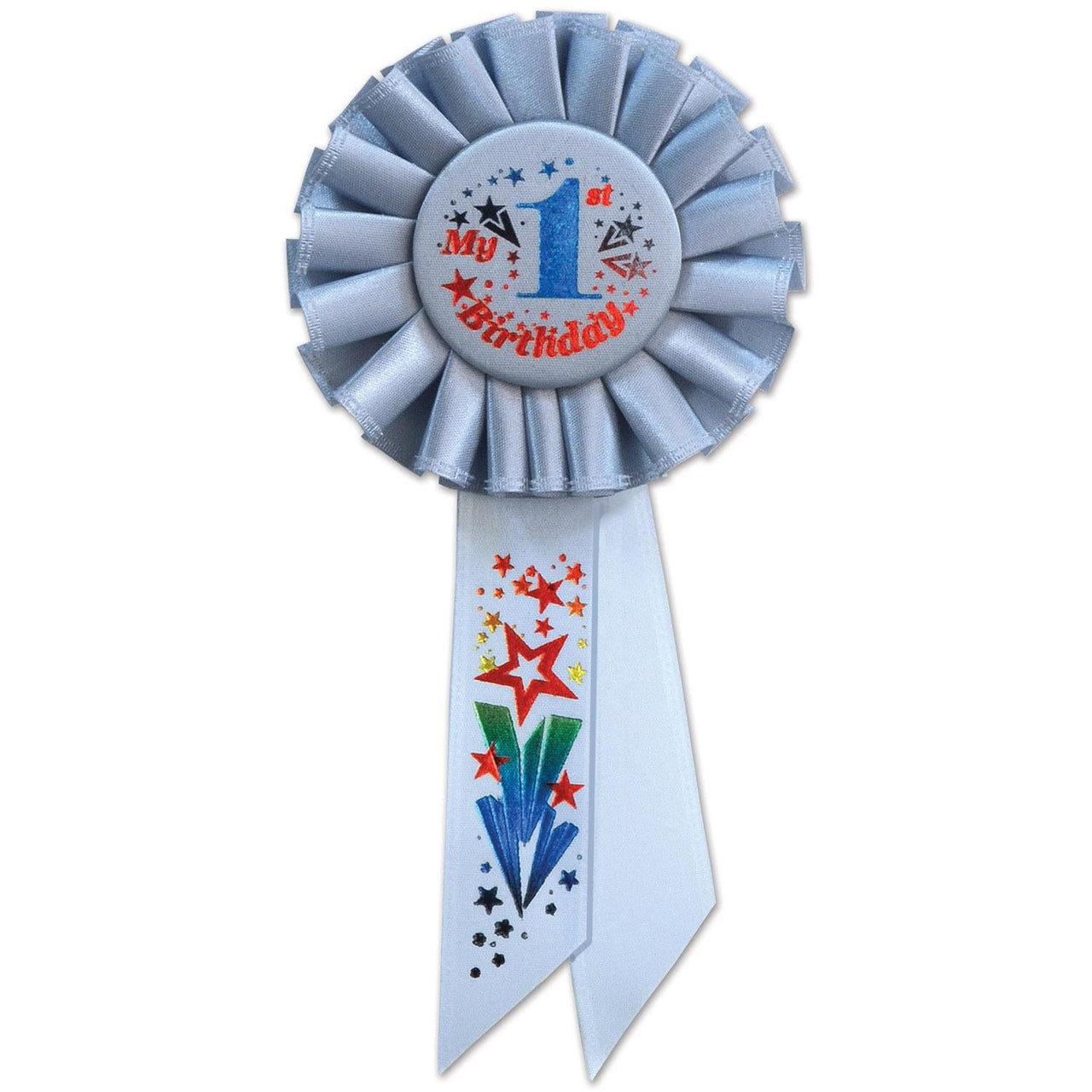 My 1st Birthday Rosette - blue - Bulk 6 Pack
