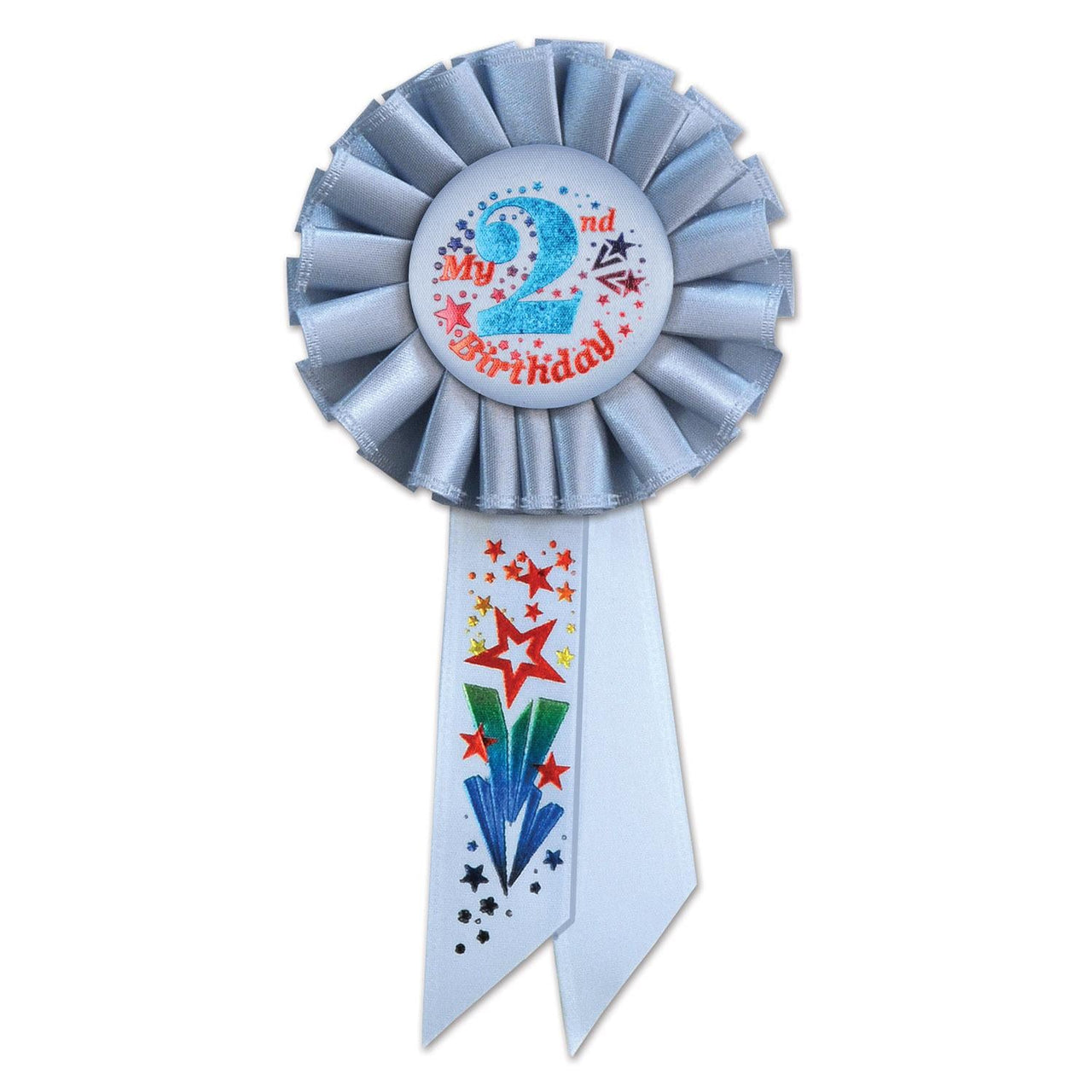 My 2nd Birthday Rosette - blue - Bulk 6 Pack