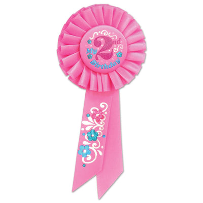 My 2nd Birthday Rosette - pink - Bulk 6 Pack