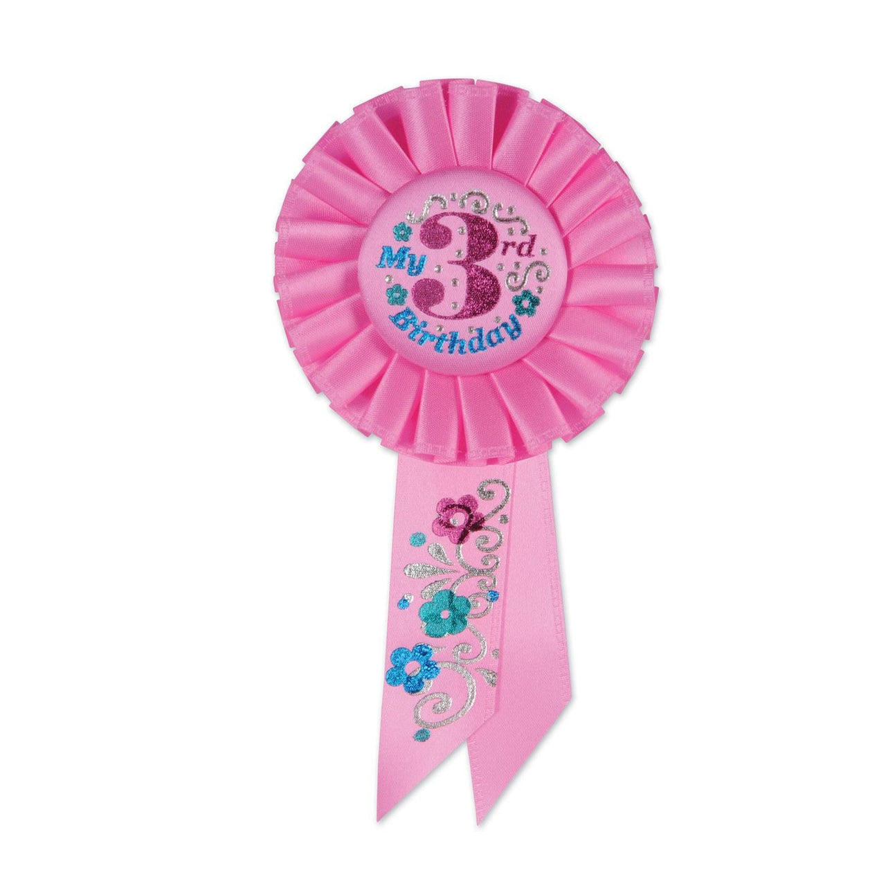 My 3rd Birthday Rosette - pink - Bulk 6 Pack
