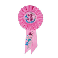 My 3rd Birthday Rosette - pink - Bulk 6 Pack
