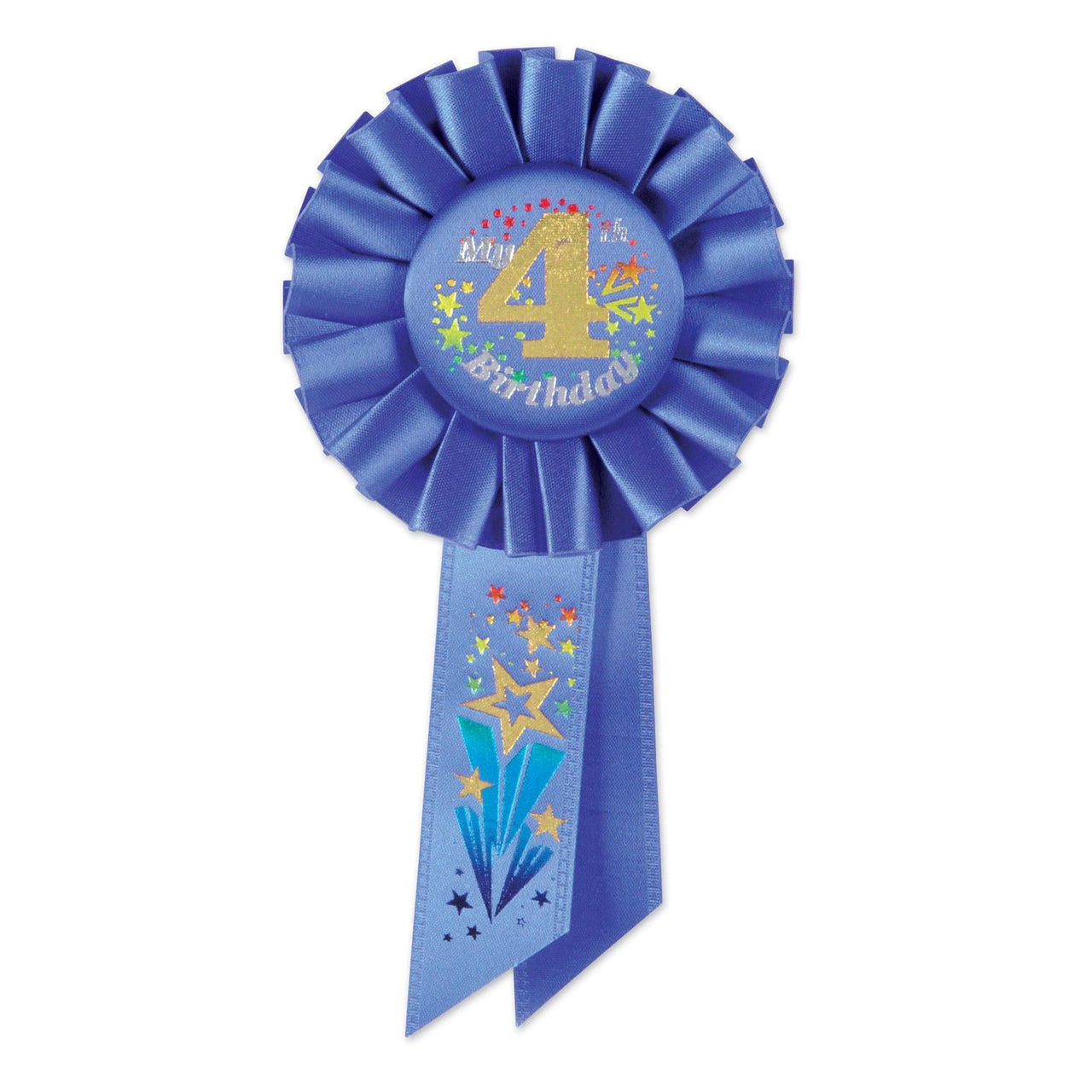 My 4th Birthday Rosette blue - Bulk 6 Pack