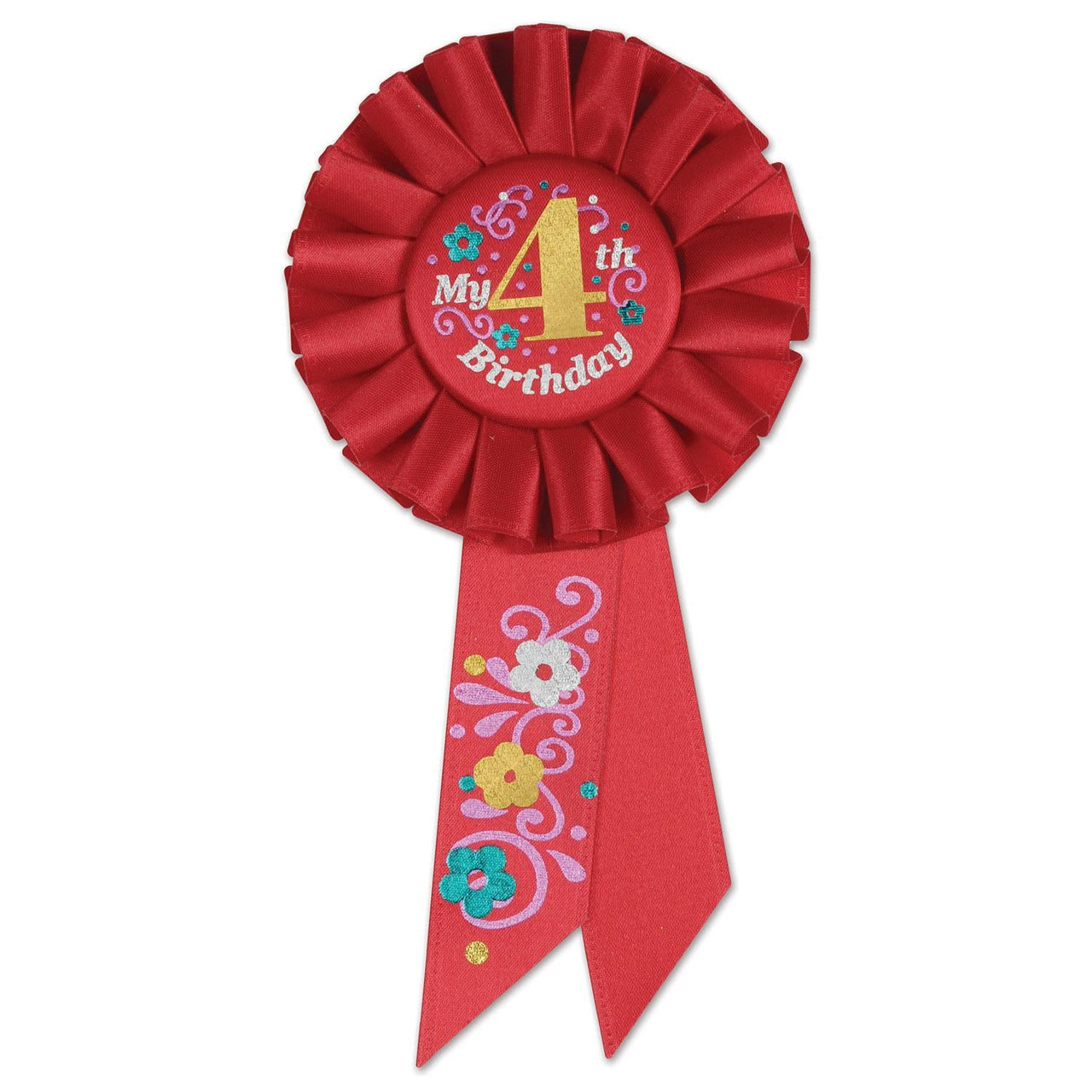 My 4th Birthday Rosette - red - Bulk 6 Pack