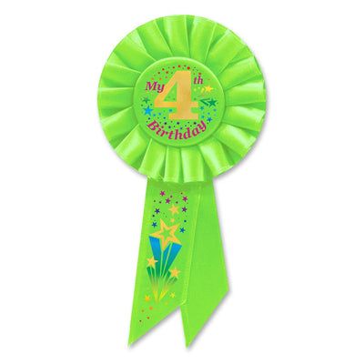 My 4th Birthday Rosette - lime green - Bulk 6 Pack