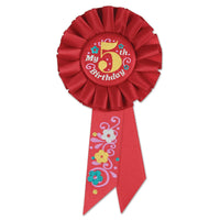 My 5th Birthday Rosette - red - Bulk 6 Pack
