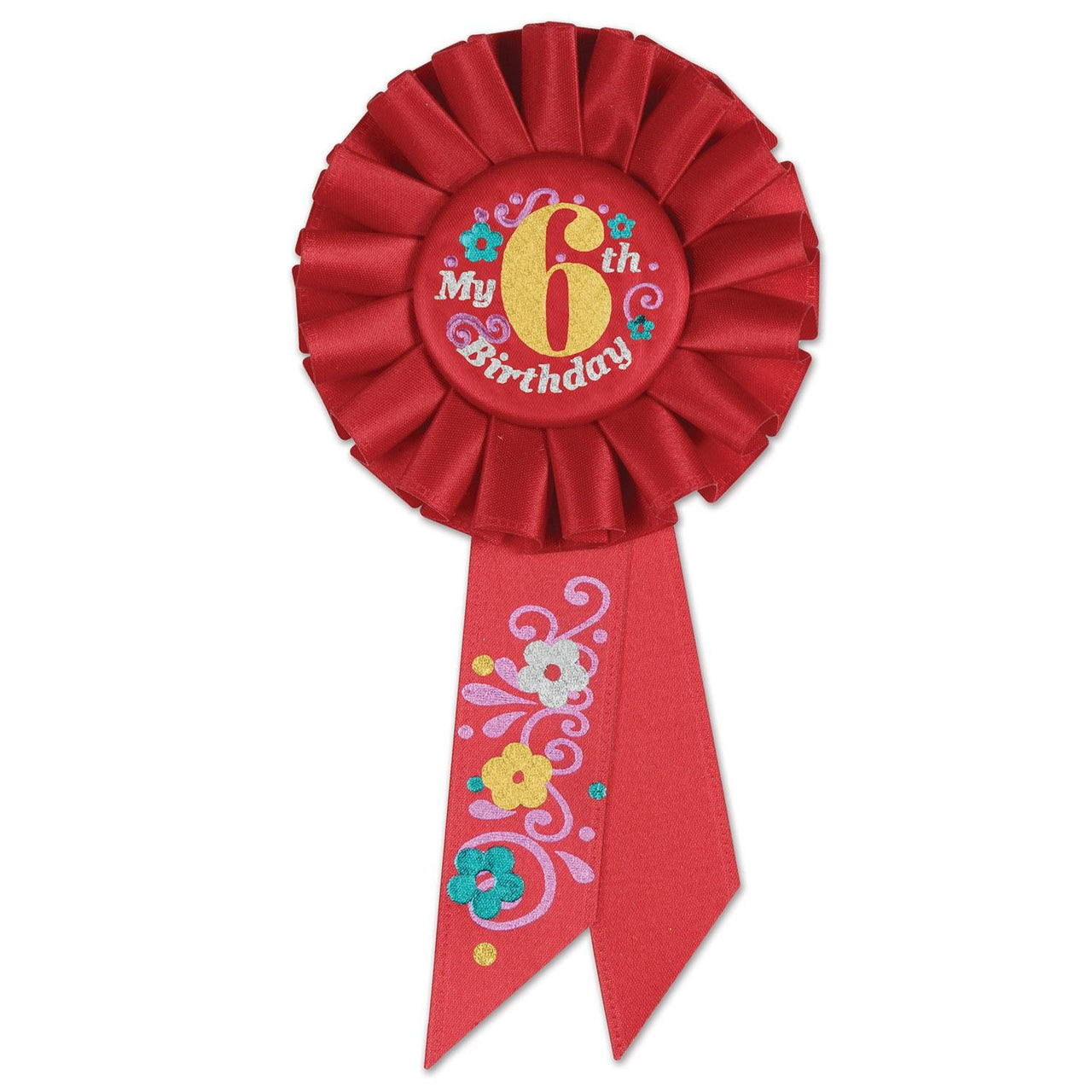 My 6th Birthday Rosette - red - Bulk 6 Pack
