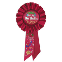 Red It's My Birthday Rosette - Bulk 6 Pack