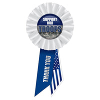 Support Our Troops Rosette- Navy and White - Bulk 6 Pack