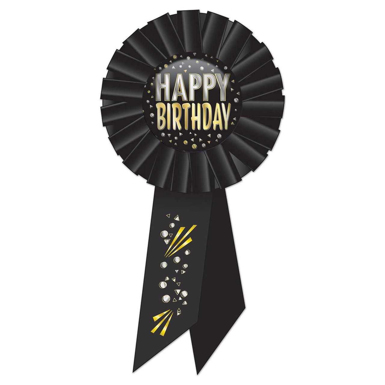 Happy Birthday Rosette- Black - Bulk 6 Pack