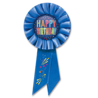 Happy Birthday Rosette- Blue - Bulk 6 Pack