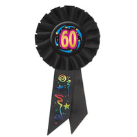 60th Birthday Rosette- Black - Bulk 6 Pack