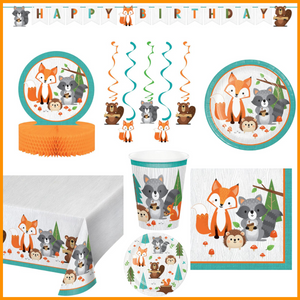 Wild One Woodland Birthday Kit for 8 (48 Total Items)
