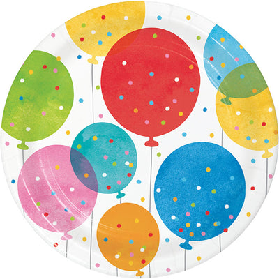 96 pc Bulk Birthday Confetti Balloons Dessert Plates