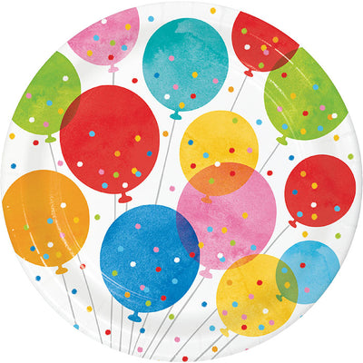 96 pc Bulk Birthday Confetti Balloons Dinner Plates