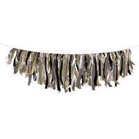 6 pc Bulk Black Gold and Silver Fringe Garlands