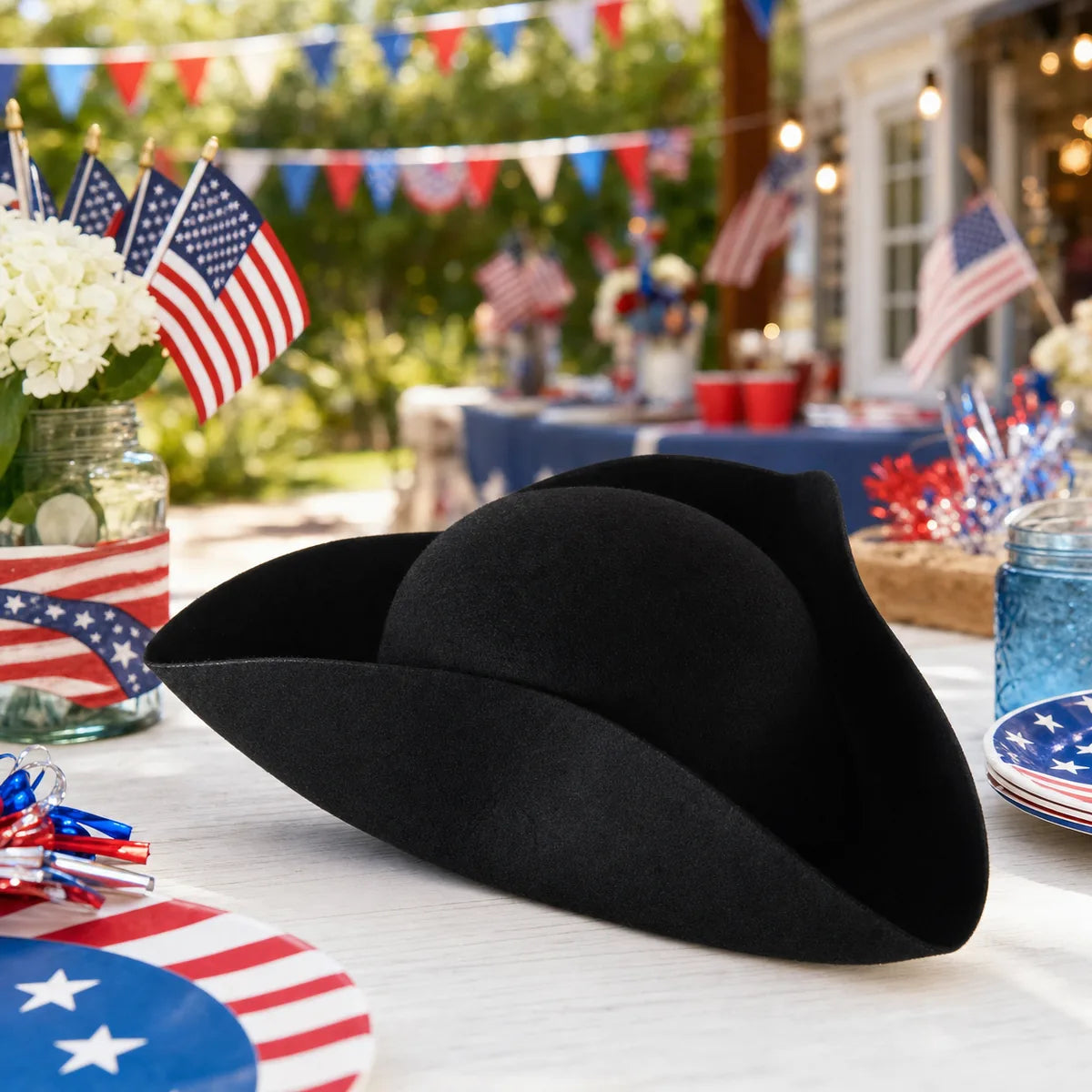 6 Pack Bulk Felt Tricorn Hat