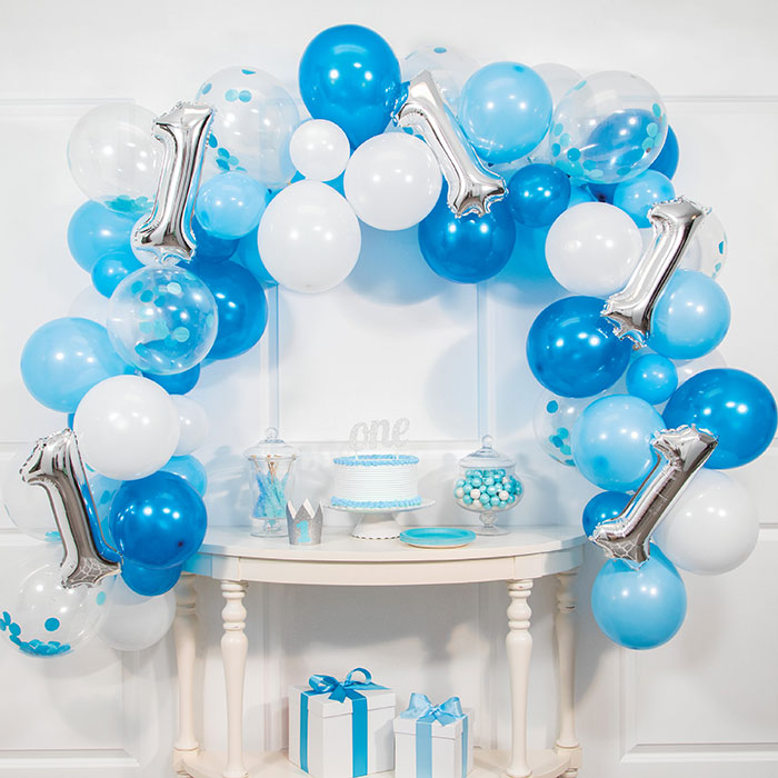 6 Kits Bulk Adorable Blue First Birthday Ten Foot Balloon Arch Kit