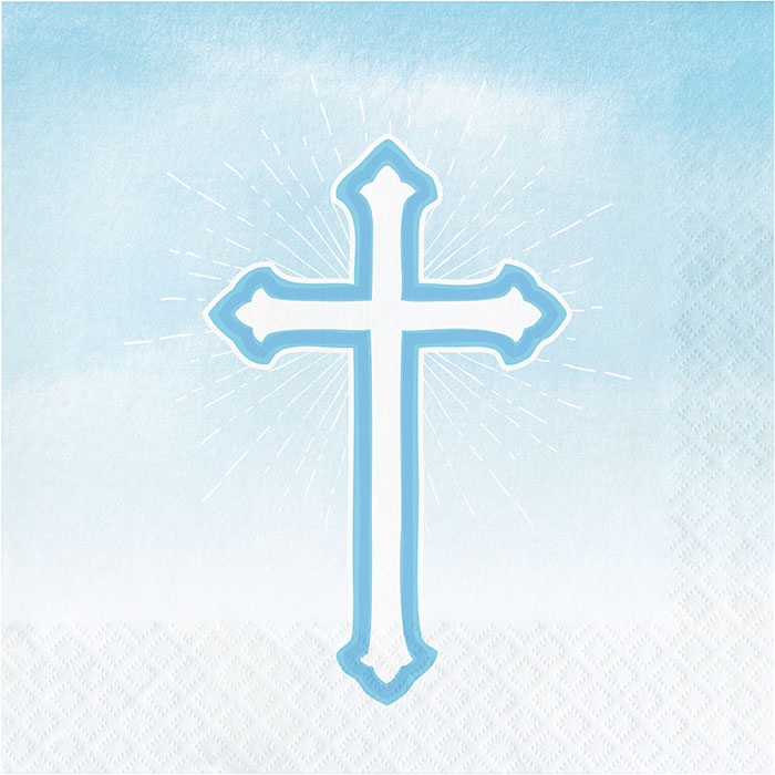192 pc Bulk Faith Blue Luncheon Napkins