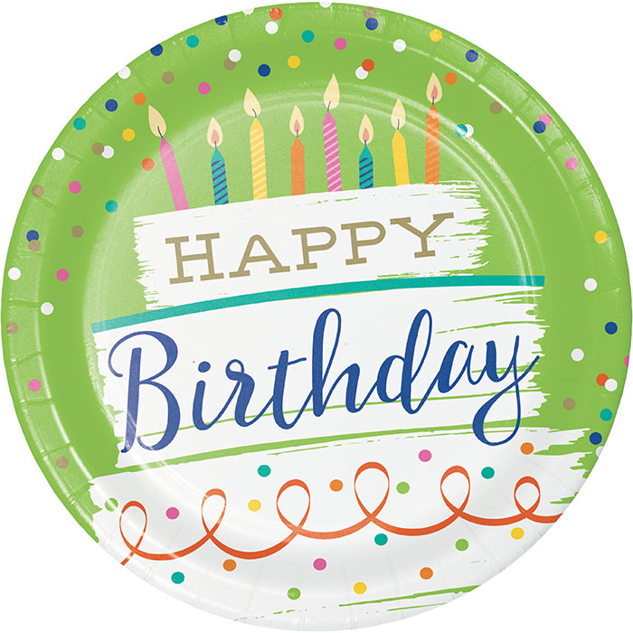 96 pc Bulk Festive Cake Happy Birthday Dinner Plates