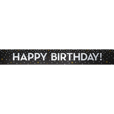 12 pc Bulk Gold and Silver Happy Birthday Foil Banners