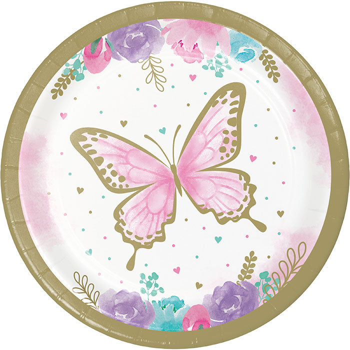 96 pc Bulk Shimmering Butterfly Dessert Plates