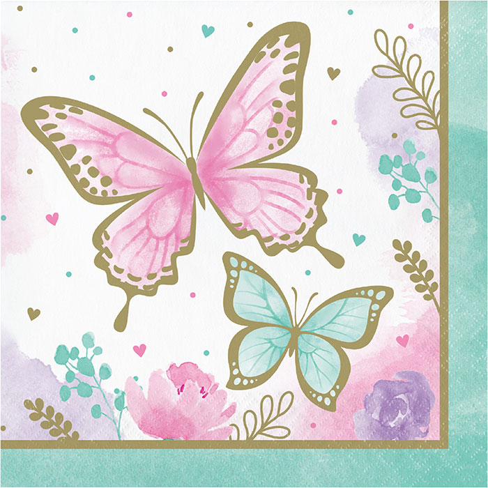 192 pc Bulk Shimmering Butterfly Luncheon Napkins