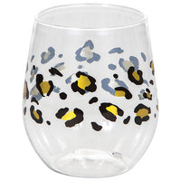 6 pc Bulk Leopard Plastic Stemless Wine Glasses