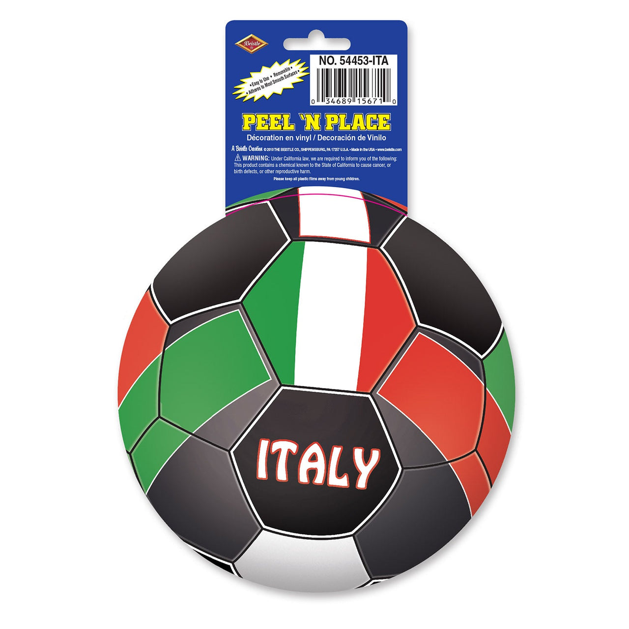 Soccer Party Peel 'N Place Clings - Italy - Bulk/12 Clings