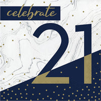 192 pc Bulk Navy and Gold 21st Birthday Luncheon Napkins