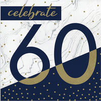 192 pc Bulk Navy and Gold 60th Birthday Luncheon Napkins