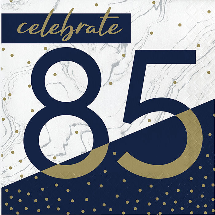 192 pc Bulk Navy and Gold 85th Birthday Luncheon Napkins