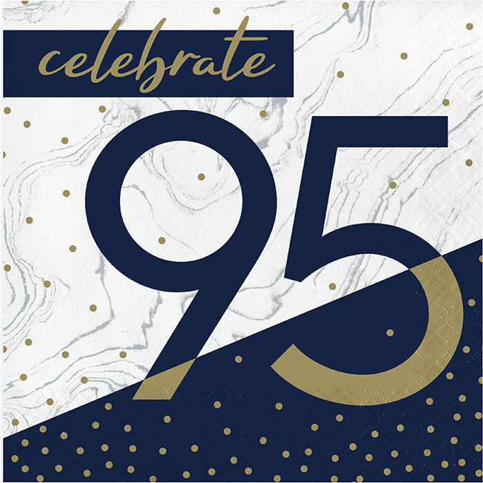 192 pc Bulk Navy and Gold 95th Birthday Luncheon Napkins
