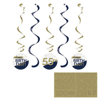 30 pc Bulk Navy and Gold Birthday Dizzy Danglers