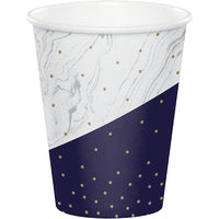 96 pc Bulk Navy and Gold Birthday Paper Cups