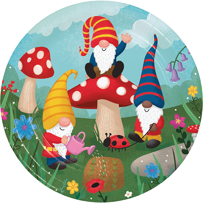 96 pc Bulk Party Gnomes Dinner Plates