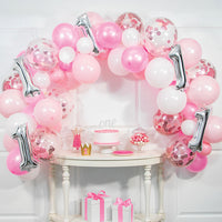 6 Kits Bulk Unforgettable Pink First Birthday Ten Foot Balloon Arch Kit