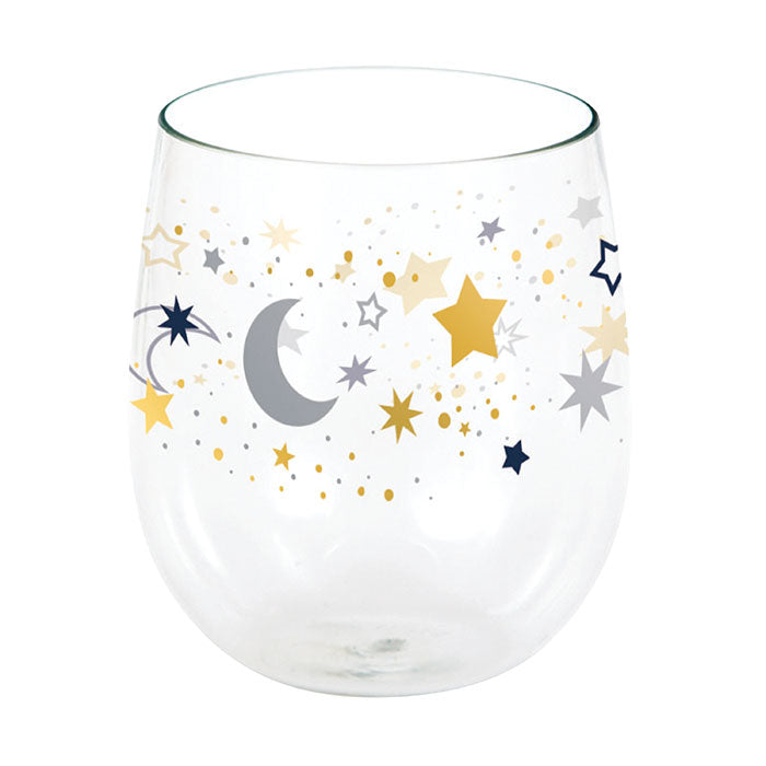 6 pc Bulk Starry Night Plastic Wine Glasses