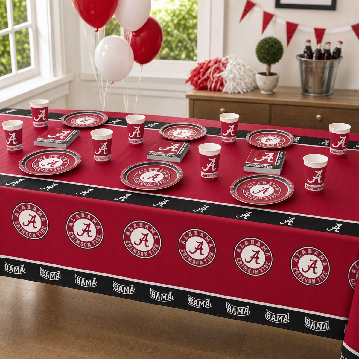 Alabama Crimson Tide Plastic Table Cover, 54"x108"