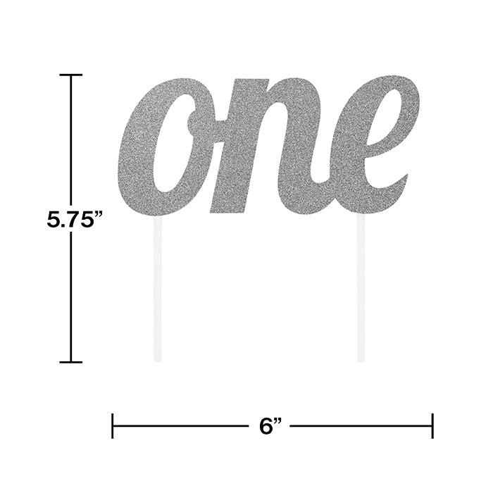 12ct Bulk Silver "One" Cake Toppers
