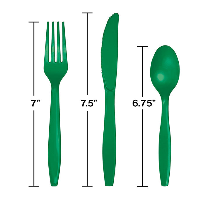 288ct Bulk Emerald Green Assorted Plastic Cutlery