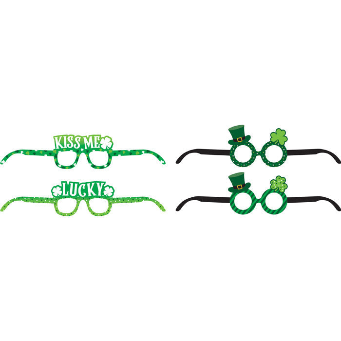 24 pc Bulk St. Patrick's Day Assorted Paper Eyeglasses