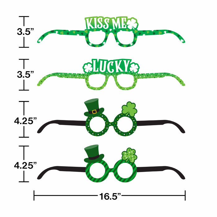 24ct Bulk St. Patrick's Day Assorted Paper Eyeglasses