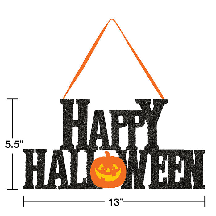 12ct Bulk Happy Halloween Glitter Hanging Signs